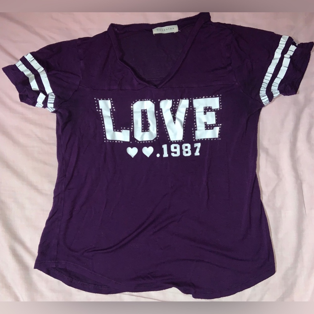 Occasion Purple Graphic Jersey with White Accents